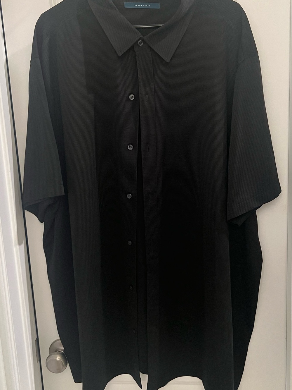 Perry Ellis Men’s 3X Black Textured Short Sleeve Button Down Shirt